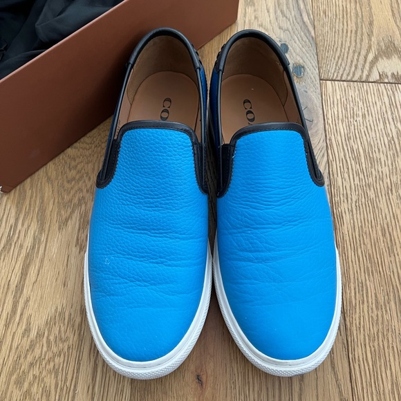 Coach Men’s Union Slip On Sneakers Azure Blue Leather Limited w/ Box - Size 10 - Picture 3 of 14